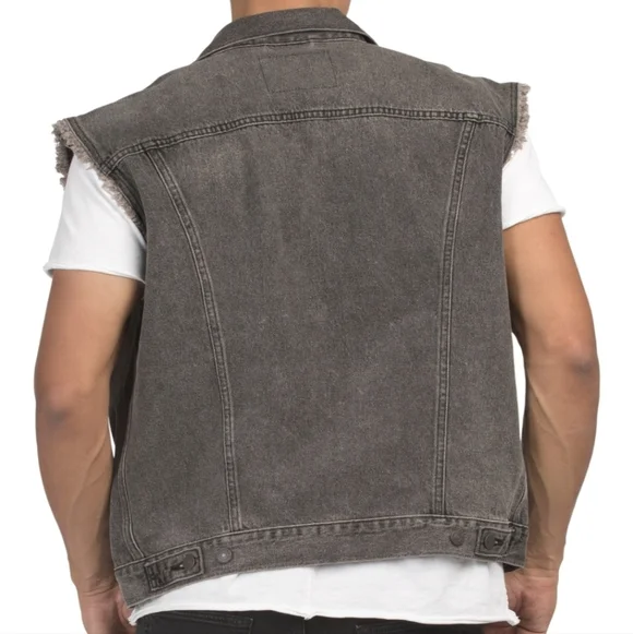 🖤🔹️Levi's® 🔹️men Black  Premium Relaxed Fit Trucker Vest - Picture 5 of 7